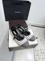 Uubags Alaïa Woven Leather Mary Jane Flats In White/ Black - 2