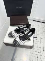 Uubags Alaïa Woven Leather Mary Jane Flats In White/ Black - 6