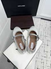 Uubags Alaïa Woven Leather Mary Jane Flats in White and Silver - 6