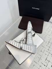 Uubags Alaïa Woven Leather Mary Jane Flats in White and Silver - 4