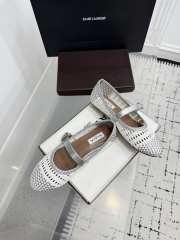 Uubags Alaïa Woven Leather Mary Jane Flats in White and Silver - 3