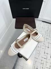 Uubags Alaïa Woven Leather Mary Jane Flats In White/ Light Beige - 6