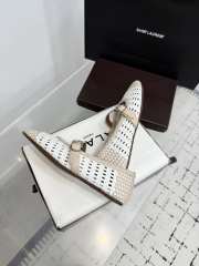 Uubags Alaïa Woven Leather Mary Jane Flats In White/ Light Beige - 3