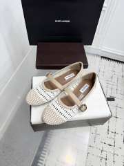 Uubags Alaïa Woven Leather Mary Jane Flats In White/ Light Beige - 4