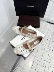 Uubags Alaïa Woven Leather Mary Jane Flats In White/ Light Beige - 2