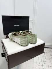 Uubags Alaïa Woven Leather Mary Jane Flats In White/ Light Green - 4