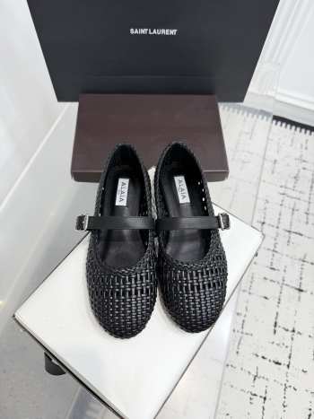 Uubags Alaïa Woven Leather Mary Jane Flats In Black