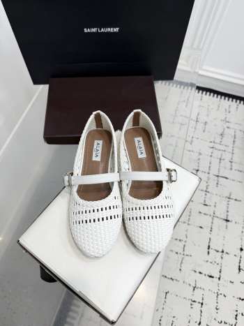 Uubags Alaïa Woven Leather Mary Jane Flats In White