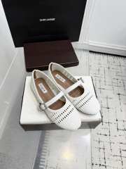 Uubags Alaïa Woven Leather Mary Jane Flats In White - 3