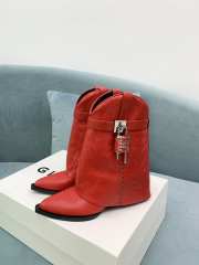 Uubags Givenchy Red Leather Cowboy Ankle Boots with 4G Padlock 6cm - 1