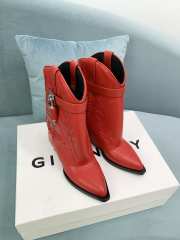 Uubags Givenchy Red Leather Cowboy Ankle Boots with 4G Padlock 6cm - 6