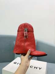 Uubags Givenchy Red Leather Cowboy Ankle Boots with 4G Padlock 6cm - 4