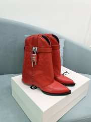 Uubags Givenchy Red Leather Cowboy Ankle Boots with 4G Padlock 6cm - 2