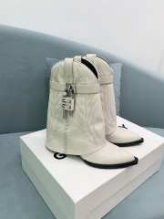 Uubags Givenchy White Leather Cowboy Ankle Boots with 4G Padlock 6cm - 3