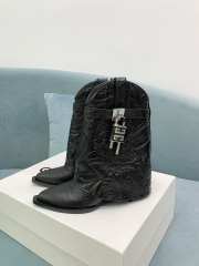 Uubags Givenchy Black Embossed Leather Cowboy Ankle Boots with 4G Padlock 6cm - 1