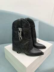 Uubags Givenchy Black Embossed Leather Cowboy Ankle Boots with 4G Padlock 6cm - 5