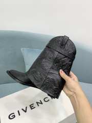 Uubags Givenchy Black Embossed Leather Cowboy Ankle Boots with 4G Padlock 6cm - 4