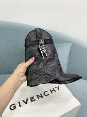 Uubags Givenchy Black Embossed Leather Cowboy Ankle Boots with 4G Padlock 6cm - 3