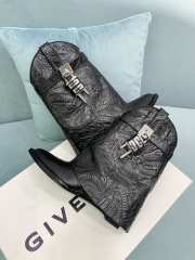 Uubags Givenchy Black Embossed Leather Cowboy Ankle Boots with 4G Padlock 6cm - 2