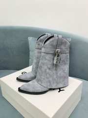 Uubags Givenchy Grey Suede Cowboy Ankle Boots with 4G Padlock 6cm - 1