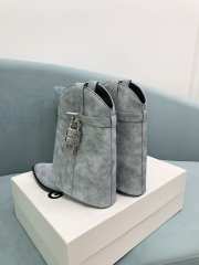 Uubags Givenchy Grey Suede Cowboy Ankle Boots with 4G Padlock 6cm - 6