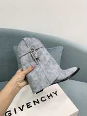 Uubags Givenchy Grey Suede Cowboy Ankle Boots with 4G Padlock 6cm - 4