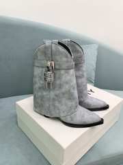 Uubags Givenchy Grey Suede Cowboy Ankle Boots with 4G Padlock 6cm - 3