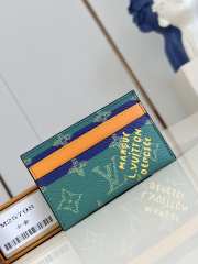 Uubags Louis Vuitton Double Card Holder Blue Stripes Monogram Heritage Coated Canvas 11x7x1.5cm - 1