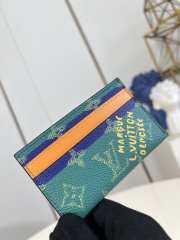 Uubags Louis Vuitton Double Card Holder Blue Stripes Monogram Heritage Coated Canvas 11x7x1.5cm - 6