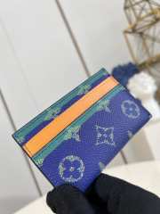Uubags Louis Vuitton Double Card Holder Blue Stripes Monogram Heritage Coated Canvas 11x7x1.5cm - 4