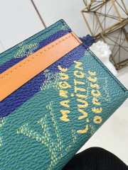 Uubags Louis Vuitton Double Card Holder Blue Stripes Monogram Heritage Coated Canvas 11x7x1.5cm - 3
