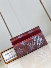 Uubags Louis Vuitton Double Card Holder Red Stripes Monogram Heritage Coated Canvas 11x7x1.5cm - 1