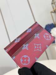 Uubags Louis Vuitton Double Card Holder Red Stripes Monogram Heritage Coated Canvas 11x7x1.5cm - 3