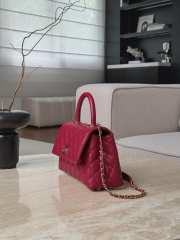 Uubags Chanel Coco Handle Flap Bag Dark Pink Caviar with Gold Hardware 14x24x10cm - 6