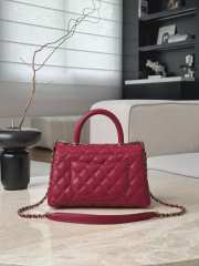 Uubags Chanel Coco Handle Flap Bag Dark Pink Caviar with Gold Hardware 14x24x10cm - 5