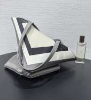 Uubags Loewe x Albers Puzzlefold Medium Tote in Napa Calfskin In Gray/Light Ghost 31.5x25.5x14.5cm - 4