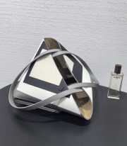 Uubags Loewe x Albers Puzzlefold Medium Tote in Napa Calfskin In Gray/Light Ghost 31.5x25.5x14.5cm - 3