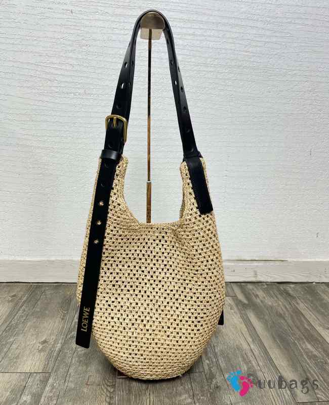 Uubags Loewe Font Tote in Raffia with Calfskin 32x28.5cm - 1