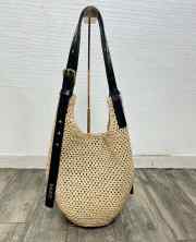 Uubags Loewe Font Tote in Raffia with Calfskin 32x28.5cm - 1