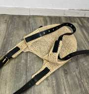 Uubags Loewe Font Tote in Raffia with Calfskin 32x28.5cm - 6