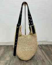 Uubags Loewe Font Tote in Raffia with Calfskin 32x28.5cm - 4