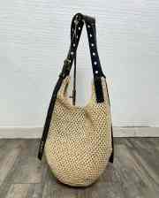 Uubags Loewe Font Tote in Raffia with Calfskin 32x28.5cm - 5