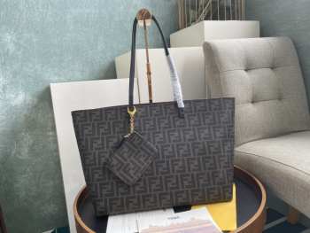 Uubags Fendi Sunshine Shopper Tote Bag in FF jacquard fabric with pouch 35x27x13.5cm