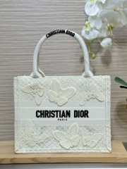 Uubags Christian Dior Medium Book Tote Bag in Embroidered Butterfly Lace In Off-White 26.5x21x14cm - 1