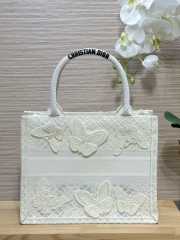 Uubags Christian Dior Medium Book Tote Bag in Embroidered Butterfly Lace In Off-White 26.5x21x14cm - 2