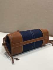 Uubags Prada Symbole Top-Handle Bag in Denim and Leather Cognac 23.5x12x9cm - 5
