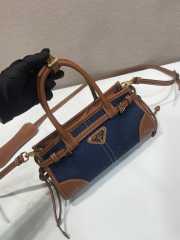 Uubags Prada Symbole Top-Handle Bag in Denim and Leather Cognac 23.5x12x9cm - 4