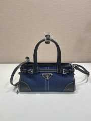 Uubags Prada Symbole Top-Handle Bag in Denim and Leather Black 23.5x12x9cm - 1