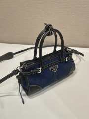 Uubags Prada Symbole Top-Handle Bag in Denim and Leather Black 23.5x12x9cm - 6