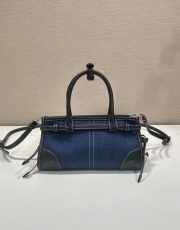 Uubags Prada Symbole Top-Handle Bag in Denim and Leather Black 23.5x12x9cm - 5